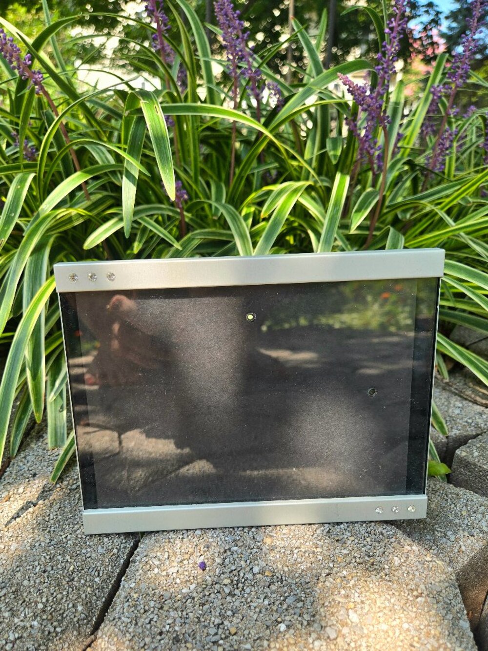 Modern Brushed Silver Industrial Metal Picture Frame – Minimalist Desktop Photo